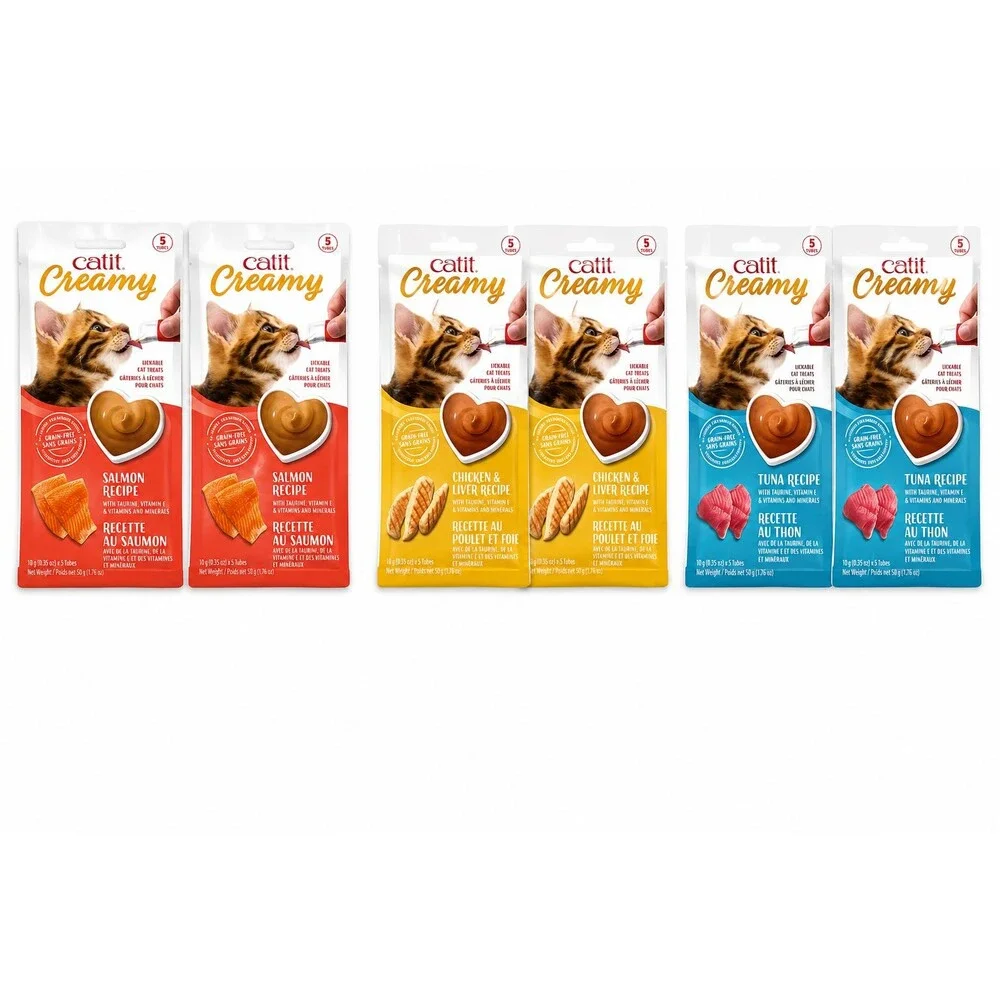 Catit Creamy Puree Cat Treat & Food Topper Variety Pack (30 pack)